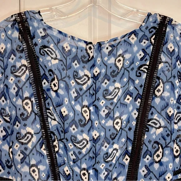 Veronica Beard Cabo Boho Paisley Silk Peplum Ladder Stitch Long Sleeve Blouse 12 - Picture 6 of 11